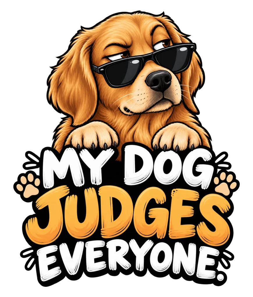 "Judgmental Dog Sticker Design" artwork preview