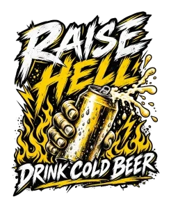 "Raise Hell Drink Cold Beer" artwork preview